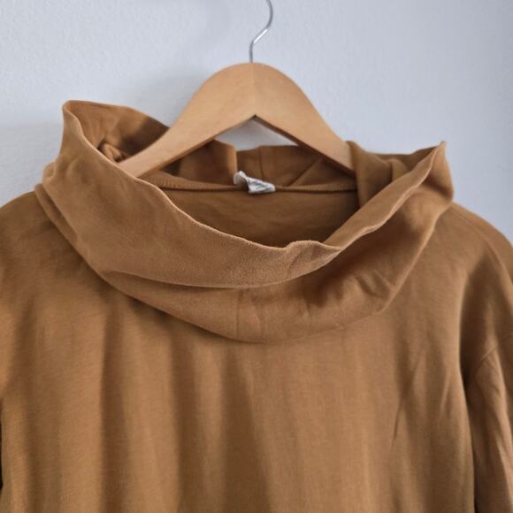 Kate Quinn Organic Cotton Cowl Neck Top Camel Brown Size M Long Sleeves - Picture 3 of 7